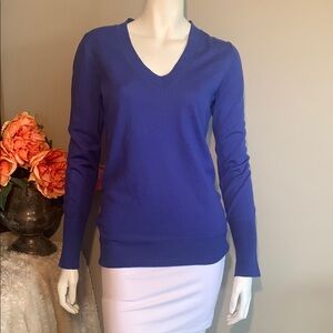 💙 J. Crew Blue V-Neck Sweater Classic Knit Small
